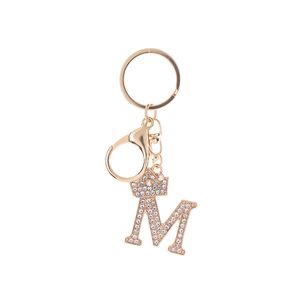 Partihandel mode 26 Letter Metal Keyring Rhinestone Inledande nyckelringpåse Pendant Charms Diy Accessories Födelsedagsmycken gåvor