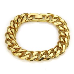 Rostfritt stål hiphop guld silver pläterade charmarmband länk kedjor mens punk armband party smycken156q