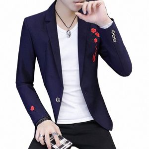 Män blazer 2021 Ny vår och hösten manlig fritidsdräkt från Slim Ytterkläder singel Butt Casual Korean Style X07 55yi#