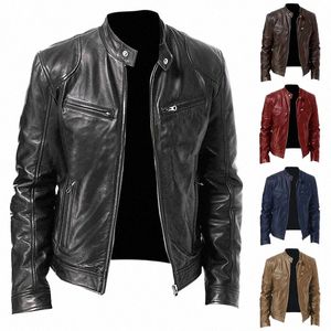 2023 jaqueta de motocicleta dos homens fino ajuste gola jaqueta do plutônio outono à prova vento zíper jaquetas casaco couro 13ns #