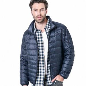 Herbst Ultraleichte dünne Daunenmantel männliche Gänsefeder große Größe beiläufige kurze Jacke Männer Stehkragen Daunenjacke Großhandel h79r #