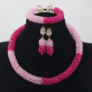 Necklace Earrings Set Classia Chunky Crystal Costume Jewelry Pink And Baby Bridesmaid Party Christmas ABH090