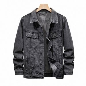 kstun New Spring Autumn Men's Denim Jacket Black Casual Fi Classic Style Cott Elasticity Denim Coat Male Brand Clothes 05Jb#