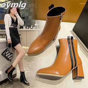 Boots 2024 Autumn And Winter Thick Heel Pointed Toe Fashion Short Women's Large Size Black Brown High-heeled