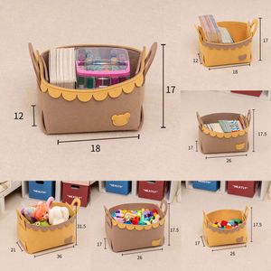 2024 Cartoon Kids Toys Storage Basket Living Room Desk Organizer Sundries Storage Basket Container Woven Cloth Felt Storage Box