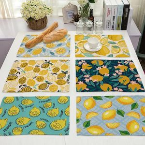 Tapetes de mesa Padrão de frutas Verão Almofada de linho de algodão Cozinha Placemat Tigela Tapete de jantar 42 / 32cm Decoração de casa