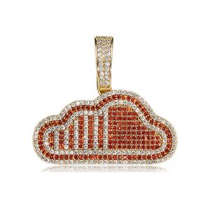 Two Tone Plated Iced Out Full Zircon Cloud Pendant Necklace Rope Chain Mens Hip Hop Jewelry Gift247i