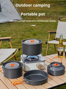 Cookware Sets Qualitior Manufacturers Direct Portable Outdoor Camping Aluminum Kettle Frying Pan Set Spare Parts