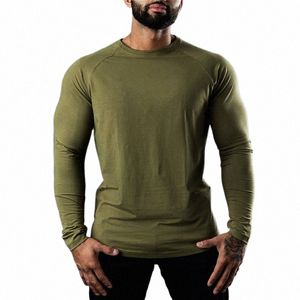 autunno Fi Cott Lg T-shirt manica Mens Gym T-shirt uomo Bodybuilding Tee Shirts Top casual per uomo Sportswear H3JT #