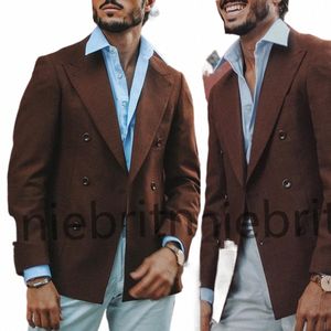 brown Linen Men Suit For Beach Male Blazer Casual Trouser Suit Holiday Clothes Costume Homme Custom Made For Handsome Man 26M4#