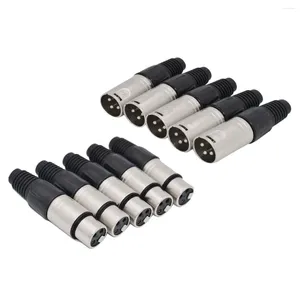 Spoons 10Pcs 3 Pin XLR Solder Type Connector 5 Male Female Plug Cable Microphone Audio Socket