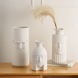 Vasos nórdicos ins cerâmica grego cabeça humana vaso ornamentos sala de estar desktop arranjo flor recipiente decoração para casa acessórios