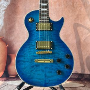 6-strunowa LP Electric Guitar Solid Mahoni Body Body Blueberry Gained Rosewood Tfedboard HH Konfiguracja