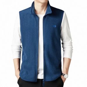 men's Casual and Fiable Fleece Embroidered Vest with Plush Jacket h8A0#