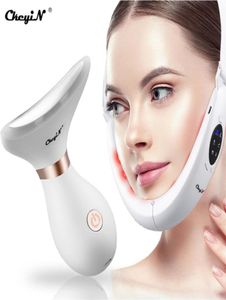 CkeyiN V Shaped Liting Device Slimming Face Tightening Machine Red Light Therapy Neck EMS Massager Removal Double Chin 2112314093004