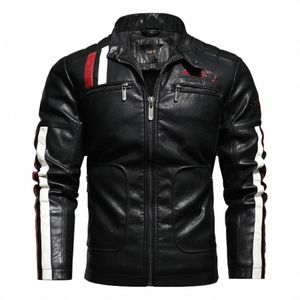 Jaqueta de couro masculina de inverno à prova d'água e quente PU Jaqueta casual e fiável Jaqueta de inverno masculina de couro Eurocódigo w0tR #