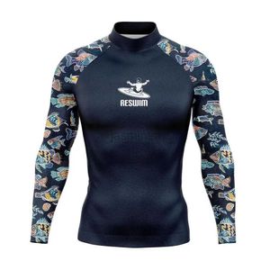 Мужские купальники 2024 Мужские футболки с длинными рукавами Rash Guard Купальник для серфинга и дайвинга Купальники Топы УФ-футболка для плавания Tight Surf Одежда для спортзала 24327