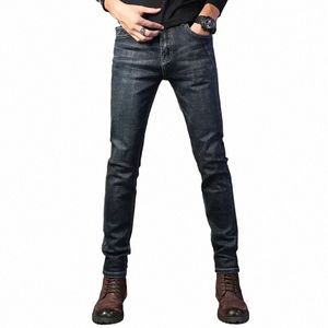 Nya jeans herrar vinter hav vanliga raka ben mäns byxor elastiska smala fit casual herrbyxor v7fi#