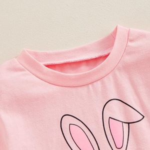 Rompers Infant Baby Girl Easter Jumpsuit Letter Ear Egg Print Round Neck Short Sleeve T-Shirt Outfit Romper