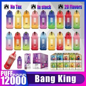 Original BANG KING 12000 Puffs Disposable Vape E Cigarettes 23ml Pod Device 650mAh Rechargeable Battery 0% 2% 3% 5% Strength 20 Flavors Quick Shipping 12K Instock