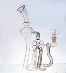 Glass Bong Windmill Spin Tornado Percolator Water Pipe Pyrex Hookah Smoking Pipes Dab Rig Shisha With 14mm Tobacco Bowl