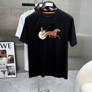 Men's T-Shirts Designer Spring and summer new trendy men's printed carriage round neck short sleeved t-shirt casual and fashionable youth couple clothing L2IK