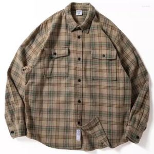 Men's Casual Shirts Plaid Shirt Jacket Spring Autumn Loose Long Sleeved Coat