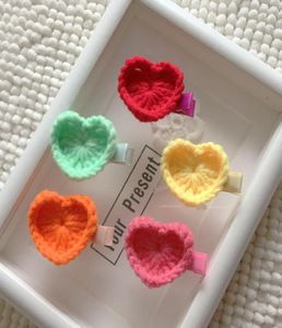 Boutique 30st Fashion Cute Crochet Heart Hairpins Solid Kawaii Candy Color Mini Heart Hair Clips Headware Hair Accessories9967723