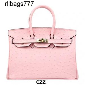 Handbag Bk Genuine Ostrich Leather Designer Crocodile Handmade Cherry Blossom Girl Pattern Big Head Cowhide