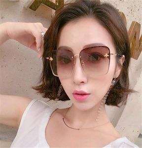 2020 neue Mode Dame Oversize Randlose Platz Bee Sonnenbrille Frauen Männer Kleine Biene Gläser Gradienten Sonnenbrille Weibliche UV4002386614