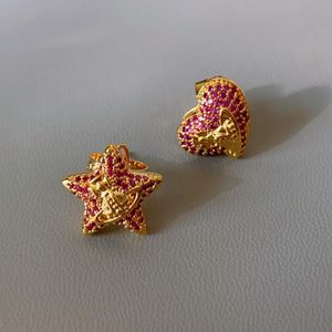 Ny designad lyxplanetstjärna Love Heart Dianonds utsökta örhängen Franska retro Saturnus Kvinnor Ear Stud Designer smycken TE-01