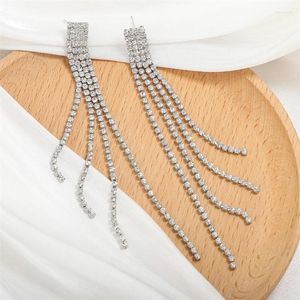 Baumelnde Ohrringe UILZ Luxus Strass Kristall Lange Quaste Für Frauen Braut Tropfen Baumelnden Ohrring Party Hochzeit Schmuck