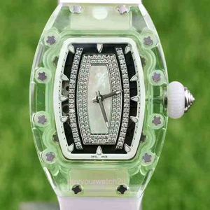 Fashion Richa M Business Leisure RM0702 Kvinnlig hela automatisk mekanisk klocka Green Crystal Tape 1FBT