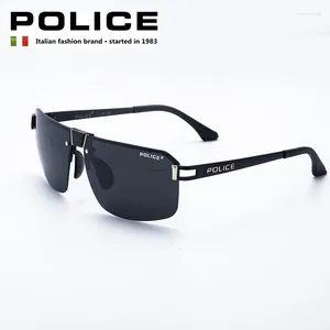 Óculos de sol policial moda tendências 2024 homens clássico marca óculos polaroid aviação condução piloto 8812