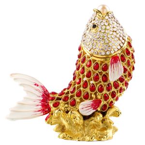 Jars Fengshui Fish Trinket Box Animal Sempsake Figurine Christmaing Gister Home Office Ornament Desktop Decor Collectible