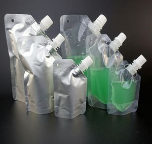 500pcslot 50ml 100ml 250ml saco transparente vazio sacos de bico de folha de alumínio para beber saco de armazenamento de líquido molho de leite suporte de óleo up4415197