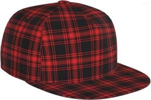 Ball Caps Christmas Red Black Tartan Check Scottish Pattern Flat Bill Hat Unisex Snapback Baseball Cap Hip Hop Style Visor Bl