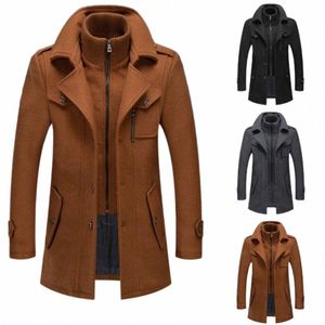 Onestand 2024 Casual Mantel für Herbst Winter Herrenjacke Einfarbig Gefälschte Zweiteilige Reißverschluss Butts Mantel LG Ärmel Freizeit x2W5 #