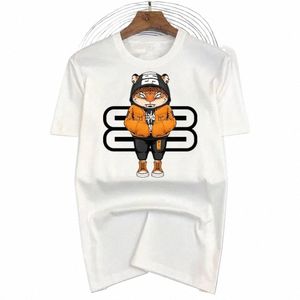 T-shirt masculina de verão Tiger Impresso T-shirt de alta qualidade Cott manga curta Fi Streetwear Camiseta de grandes dimensões Roupas masculinas u5fn #