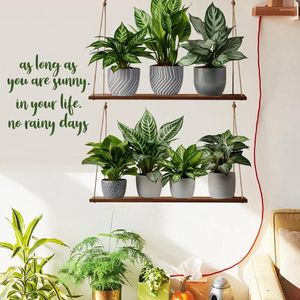 Decorative Flowers Stickers Green Plant Wall Adhesive Potted Decal Bonsai Mural Decoration Household Wallpaper