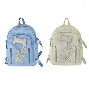 Школьные сумки E74B, пакет большой емкости для девочек, рюкзак с украшением в виде костяной звезды, студенческий рюкзак