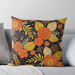 Pillow Retro Orange Yellow Brown & Navy Floral Pattern Throw Covers Pillowcases For Sofa S