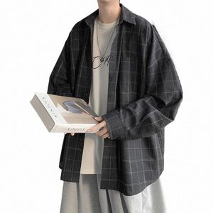 格子縞のシャツメンズFIブランドINSカジュアルな汎用シャツ韓国FIコートハンサム服2021 96QA＃