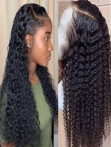 워터 웨이 가발 곱슬 레이스 전면 흑인 여성을위한 인간 머리 가발 밥 긴 깊은 전면 브라질 가발 습식과 물결 HD fullg995413773