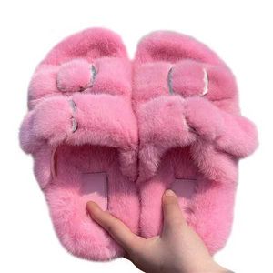 Slippers Slippers High quality European luxury resort hotel Fasion 100% mink leather slide womens fur Soes flat H2403269O1X