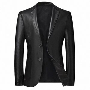 men's PU Leather Jackets Autumn Winter Turn Down Collar Motorcycle Outerwear Men Solid Loose Casual Leather Blazer Plus Size 8XL E6vR#