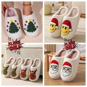 New Comfortable Home Cute Cartoon Santa Claus Couples Warm Cotton GAI Christmas Designer Elk Lovely Thick Plush Unisex Winter White slippers Cream 2024 36-45