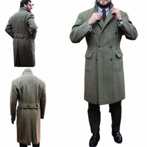 Tjocka män kostymer linje mönster vindbrytare skräddarsydd marin dubbelbröst smokar toppade lapel blazer busin lg coat 055l#