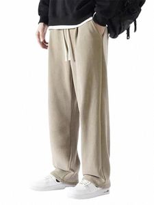 inverno di spessore in pile caldo pantaloni della tuta da uomo streetwear gamba larga pantaloni larghi dritti pantaloni maschili casual termici Veet pantaloni i6Mp #