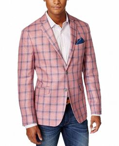 MENS BLAZER Simple Busin Fi Plaid Print Notch Lapel Two Butt Blazer High-End Brand Formal Busin Men Clothing J4DD#